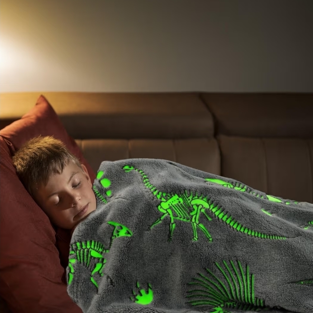 Gray Dinosaur Skeleton Blanket - Picture 3 of 9